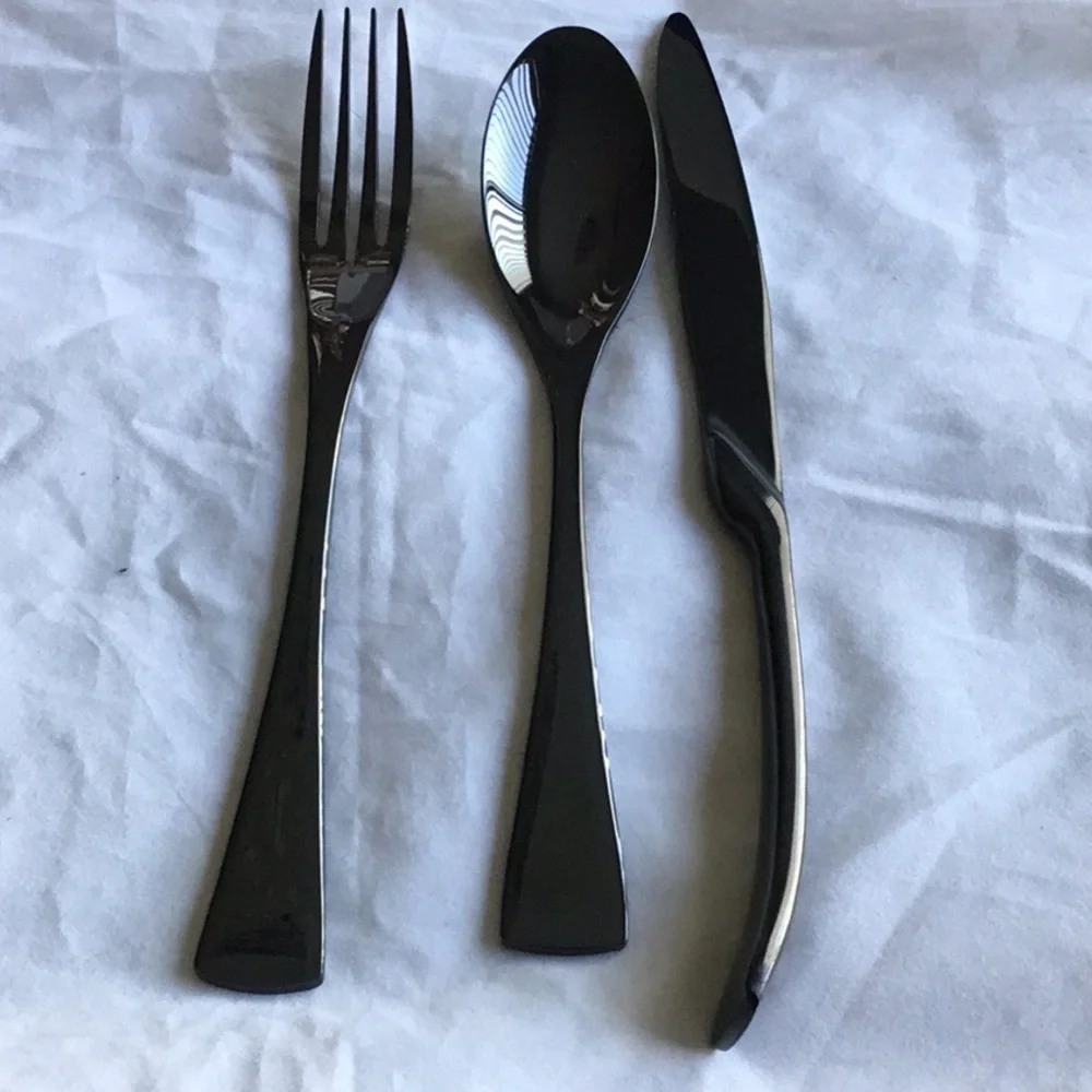 Uniturky Shiny Black Victorian Inspired - 24 Pc‎ Flatware